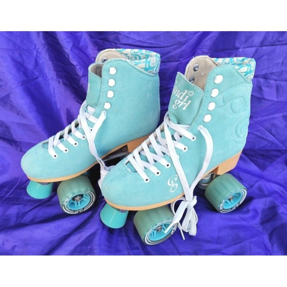 Candi Girl Teal Women's Quad Roller Skates Size 8 Fashion ! Color Turquoise !